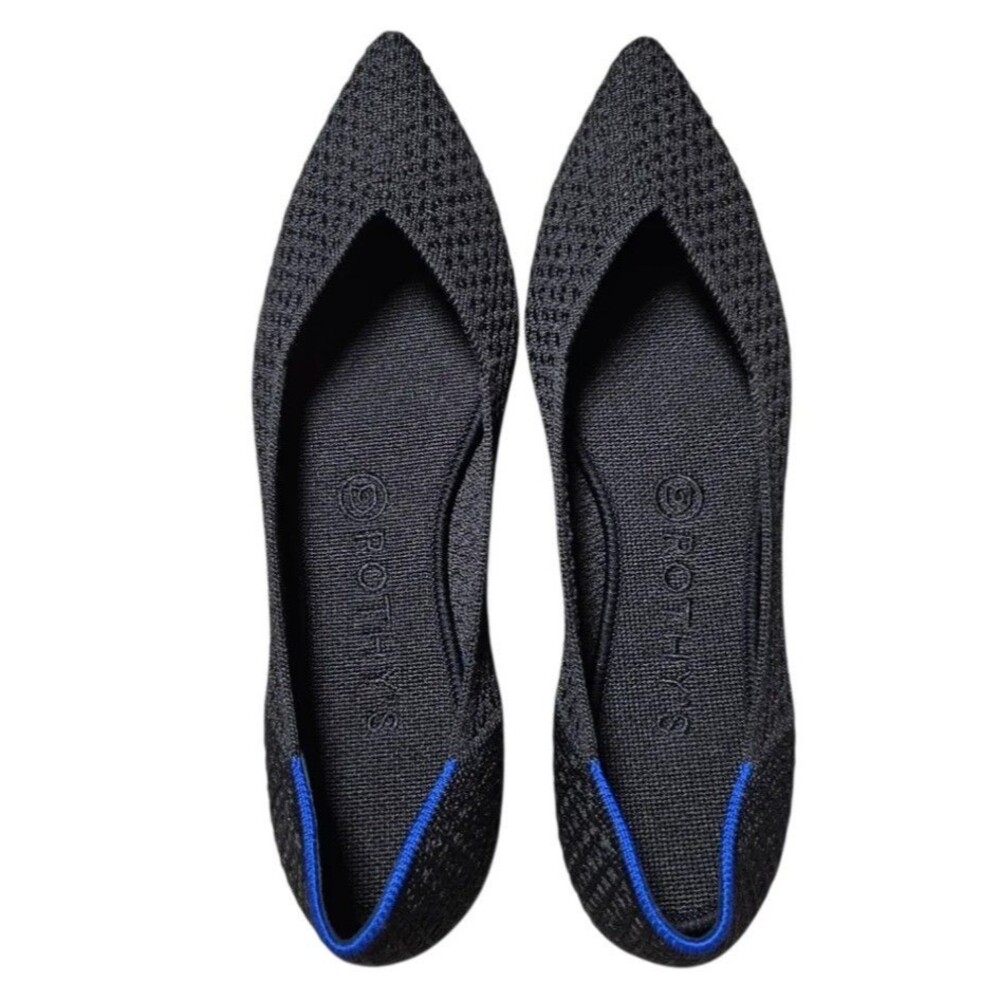 NEW Rothy's The Point Flats Black Honeycomb 002-209 Black Size 7 Ballet Slip On